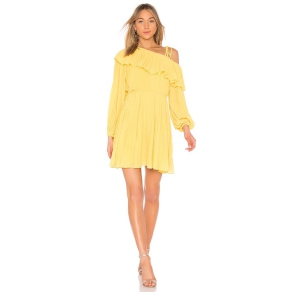 NWT Endless Rose Yellow Pleated One Shoulder Dress XS - Picture 8 of 8